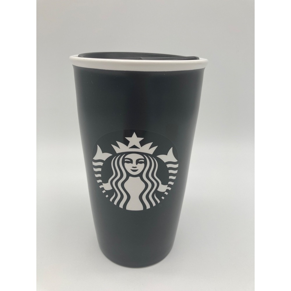Starbucks 2016 Matte Black Create Your Own Write On Ceramic Travel Mug Tumbler